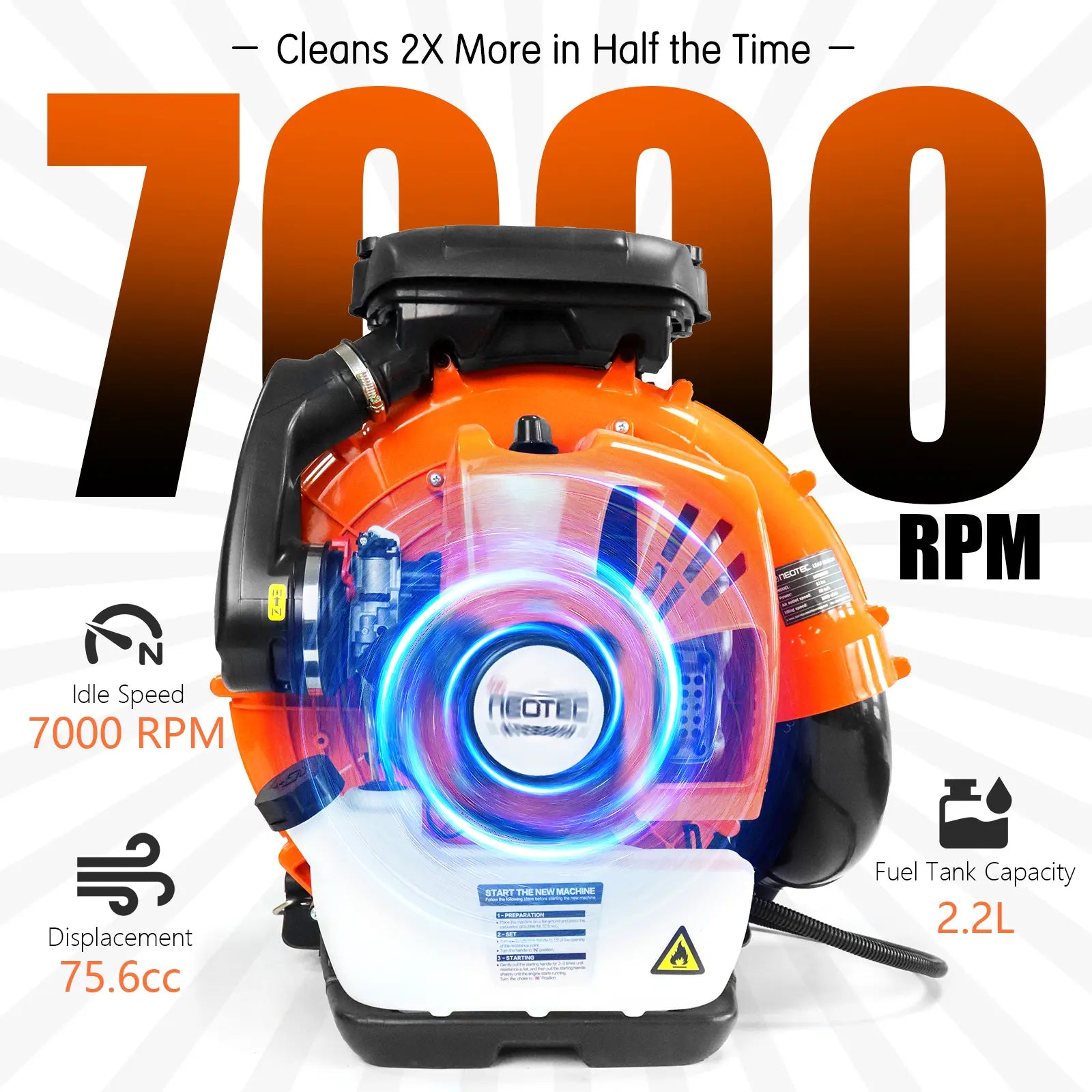 NEOTEC 75.6Cc Gas Leaf Blower Backpack 847 CFM 236 MPH 2-Cycle Ergonomic & 52Cc Gas Backpack Leaf Blower 2-Stroke Engine 768 CFM 216 MPH & 25.4CC Gas Leaf Blower Handheld 432CFM 180MPH Harness System Low Vibration Powerful Lawn Yard Care Blower