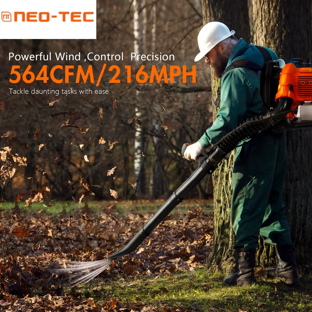 NEOTEC 75.6Cc Gas Leaf Blower Backpack 847 CFM 236 MPH 2-Cycle Ergonomic & 52Cc Gas Backpack Leaf Blower 2-Stroke Engine 768 CFM 216 MPH & 25.4CC Gas Leaf Blower Handheld 432CFM 180MPH Harness System Low Vibration Powerful Lawn Yard Care Blower